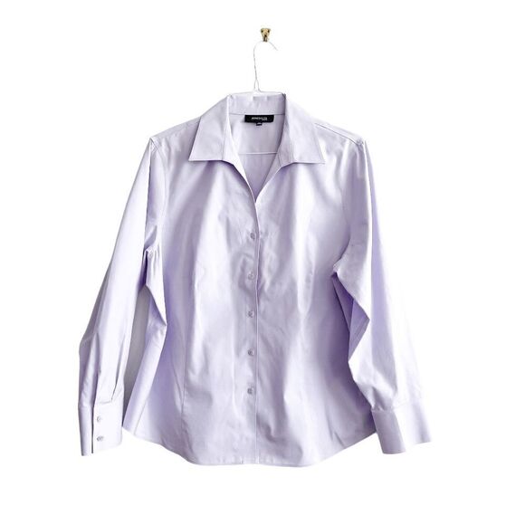 Jones & Co. Womens Blouse Long Sleeve Button Front Relaxed Fit Light Purple 18W - Picture 1 of 7